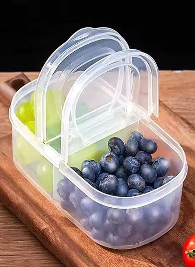 GETZET 2 Way Transparent Lunch Box With Lids, Double Compartment Airtight & Leakproof Meal Prep Double Grid Plastic Boxes For Lunch, Snacks, Multi-Functionl Use For Kitchen Organizer Storage Tiffin Box. - Image 4